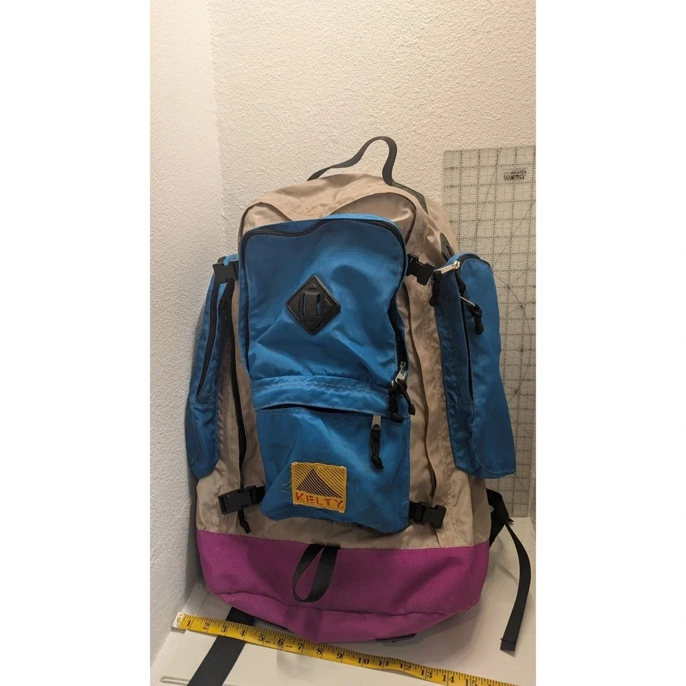 Vintage Kelty  Snipe Backpack Blue Pink Hiking Daypack 90s Korea
